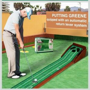 GOTOSOBAY Golf Putting Mat with Automatic Ball Return